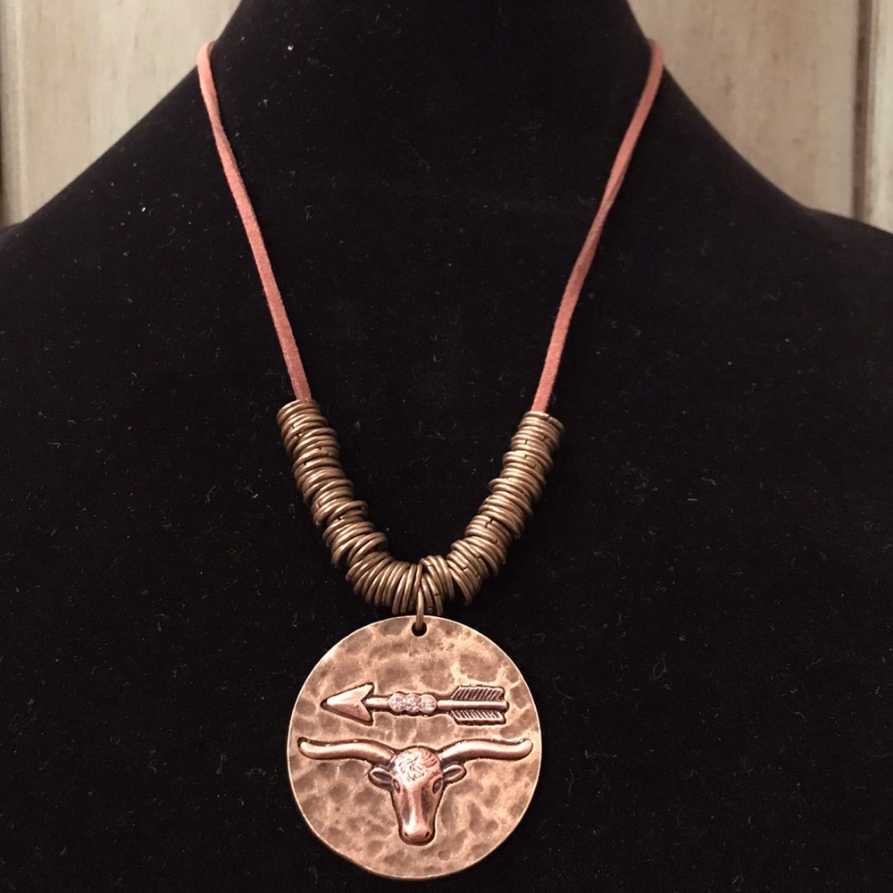 Handmade leather chain with western pendant